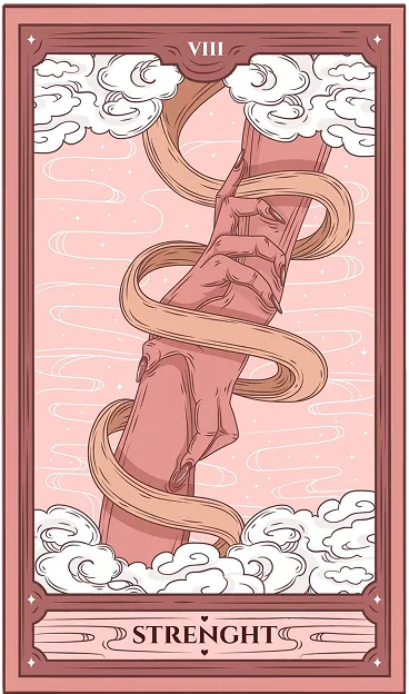 A tarot card with a picture of a woman in a dress.