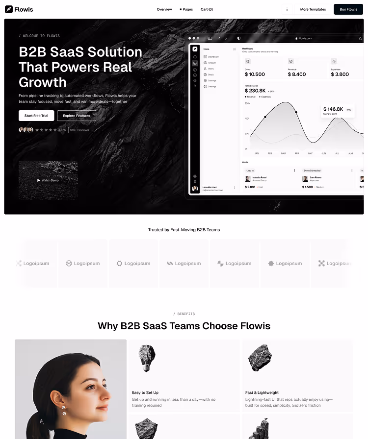 B2B SaaS Webflow Template Home V1