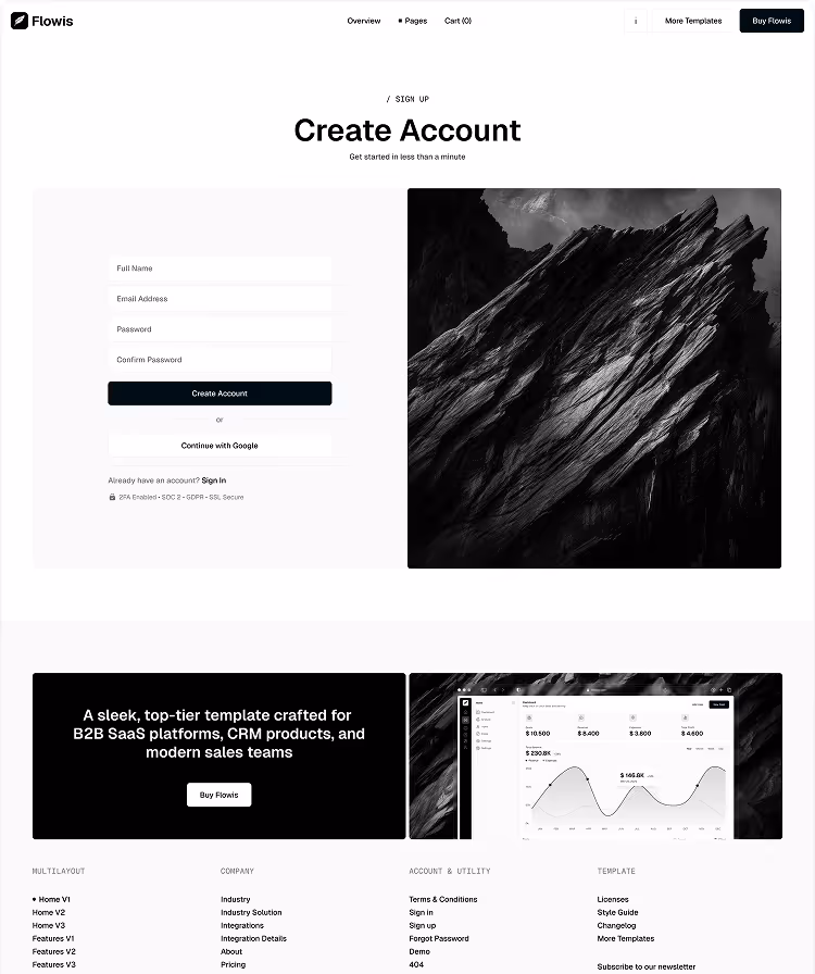 B2B SaaS Webflow Template Sign In