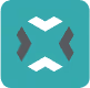 Icon with four white arrows pointing outward from a gray X in the center on a teal background.