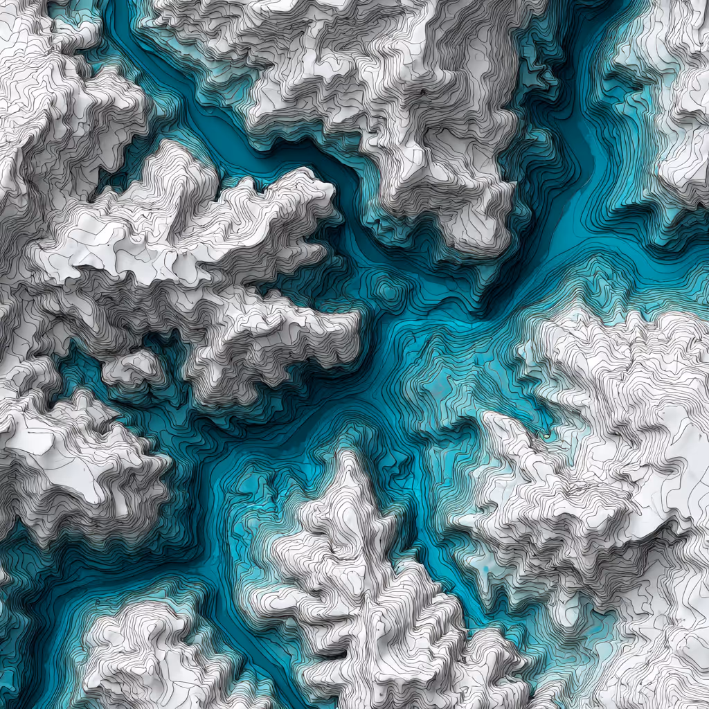 A contour map depicting bottlenecks