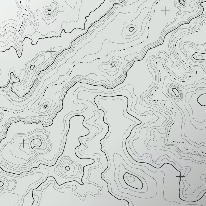 Abstract topographic map background with black contour lines and cross markers on a pale green gradient.