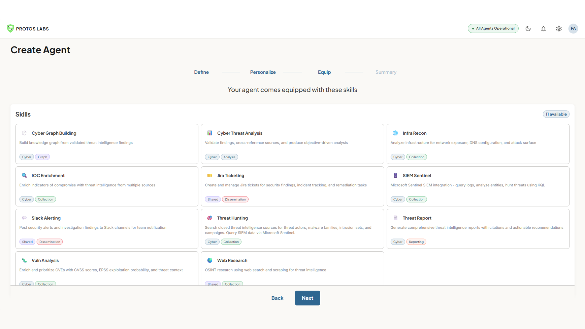 Protos Labs agent setup — equip autonomous AI agent with OSINT tools, data sources, and investigation capabilities