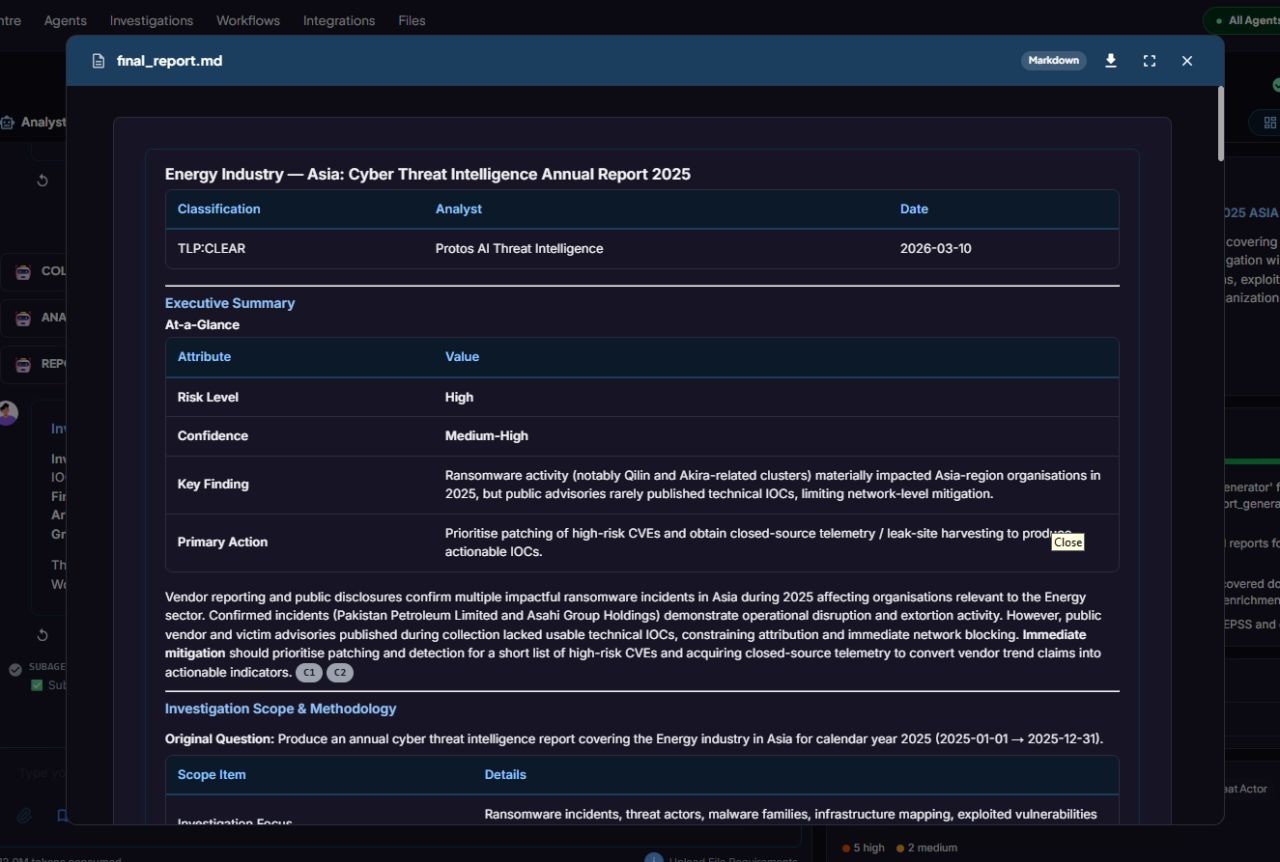 Protos AI report generation
