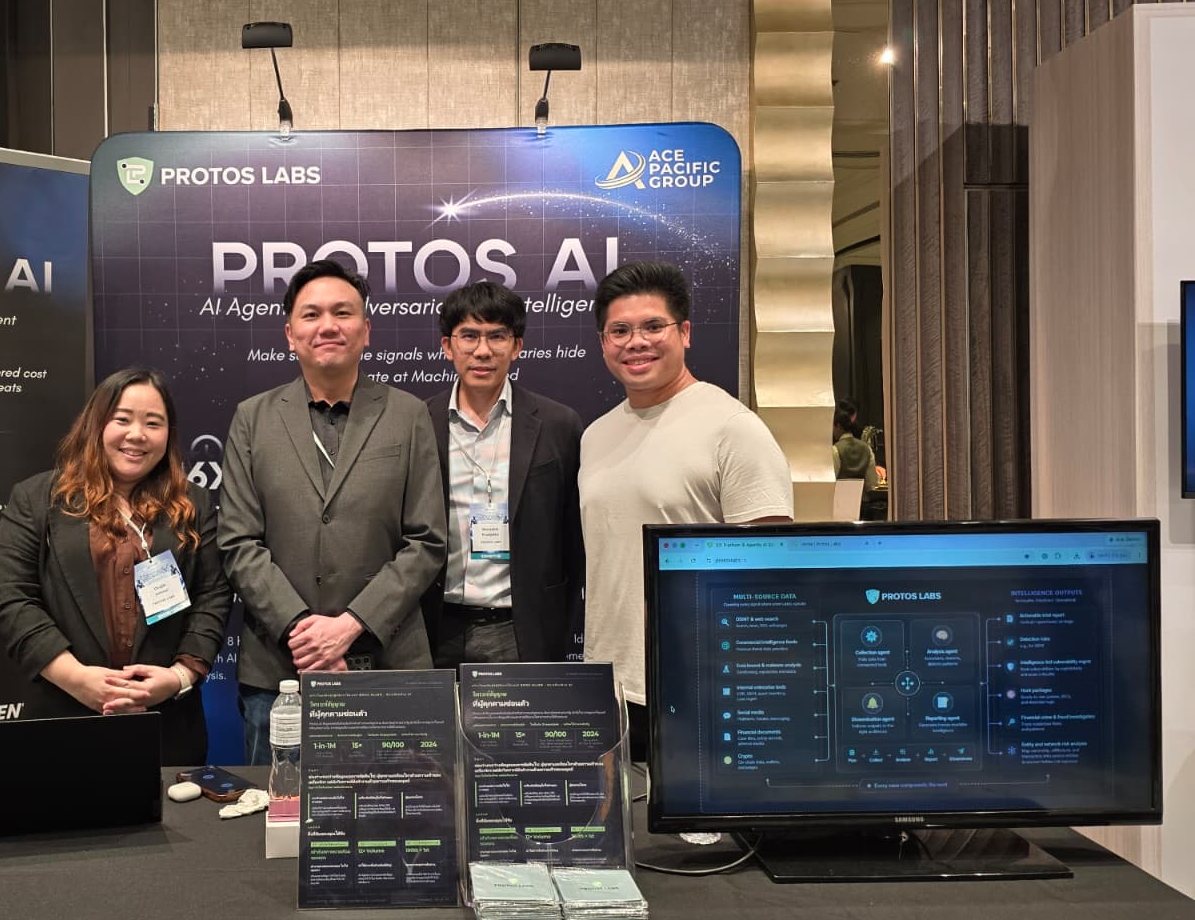 The Protos AI booth, shared with ACE Pacific