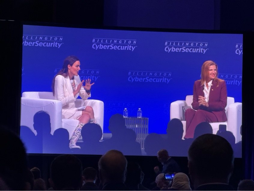 Fireside conversation on stage at the Billington CyberSecurity Summit