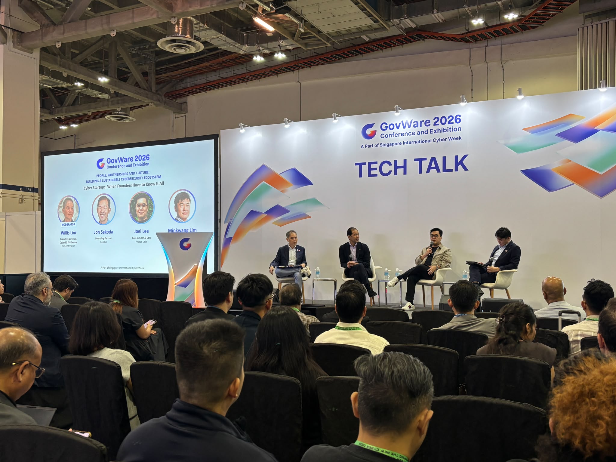 The “Cyber Startups: When Founders Have to Know It All” panel on the GovWare 2026 Tech Talk stage