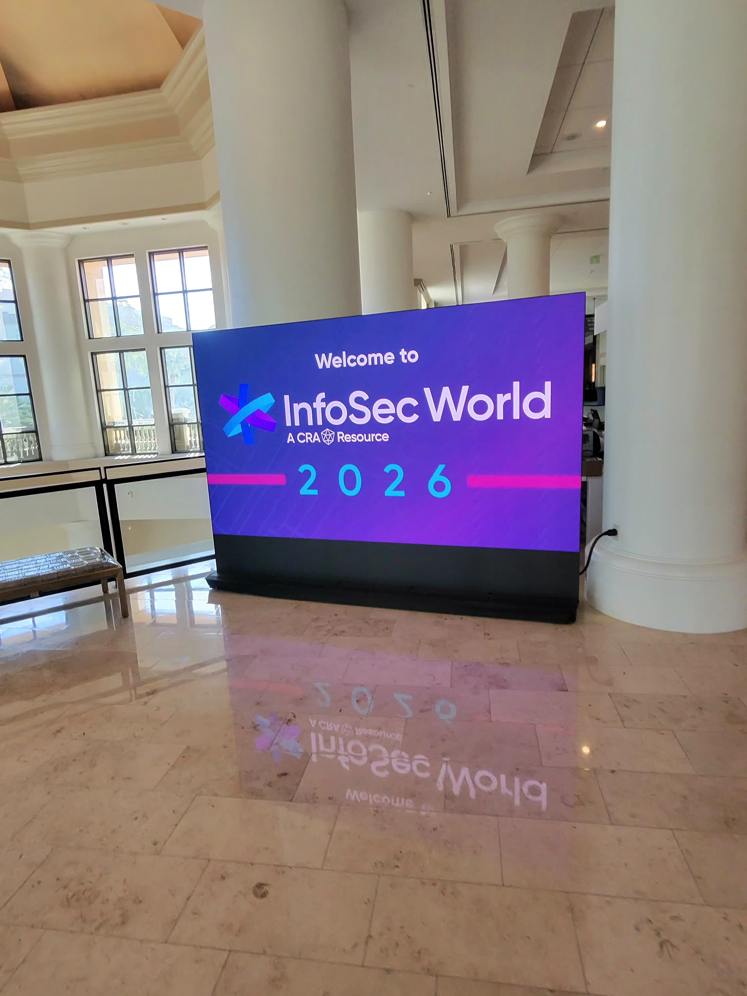Welcome screen at InfoSec World 2026