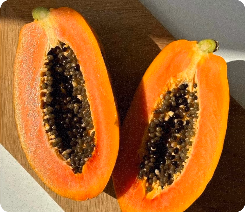 Paw paw cut in tow halves