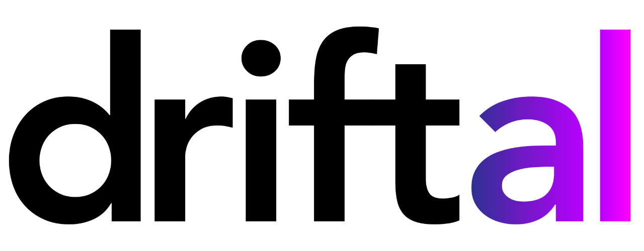 Das Wort 'drift' als stilisiertes Logo.