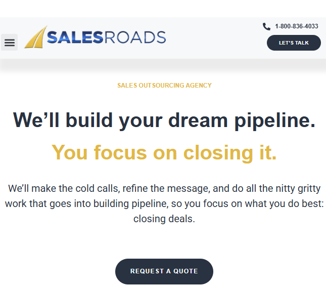 Salesroads homepage