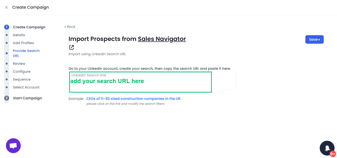 Import prospects from Sales Navigator
