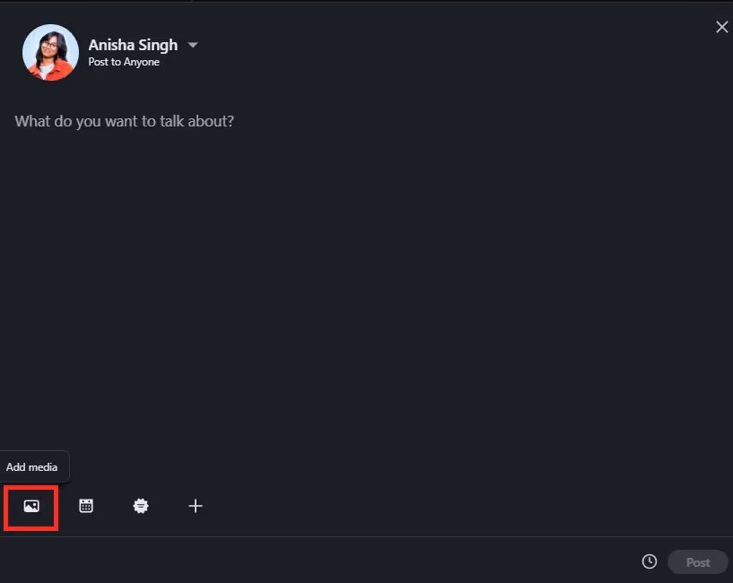 shows how you can upload a image to LinkedIn.