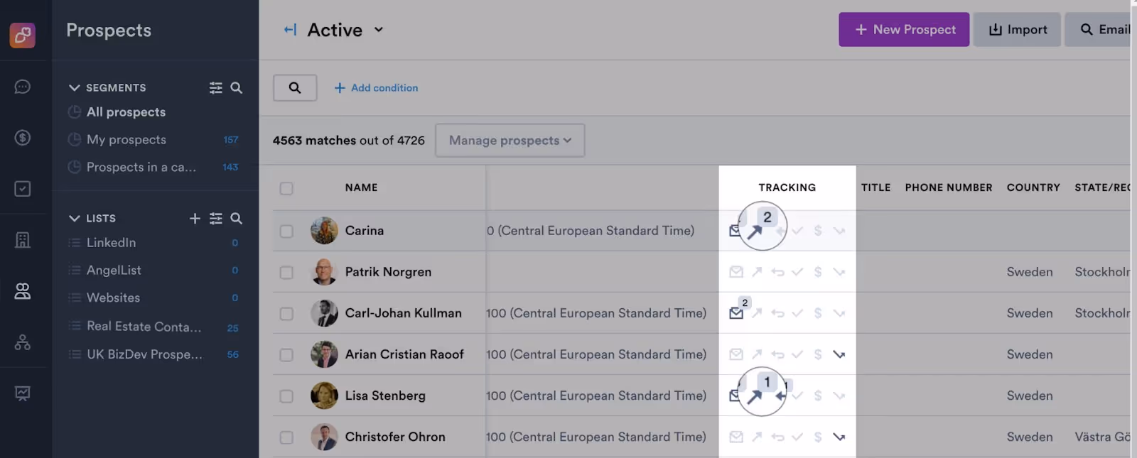 Overloop activity tracking example