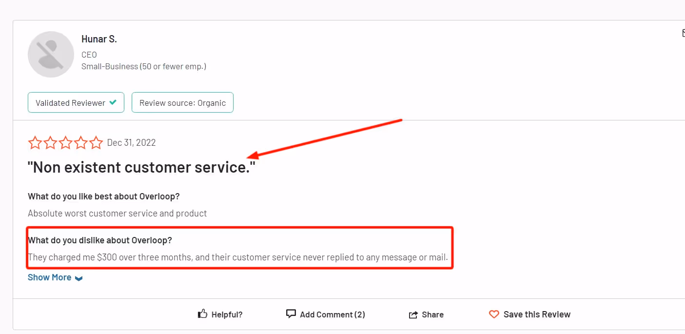 Review of overloop's poor customer service