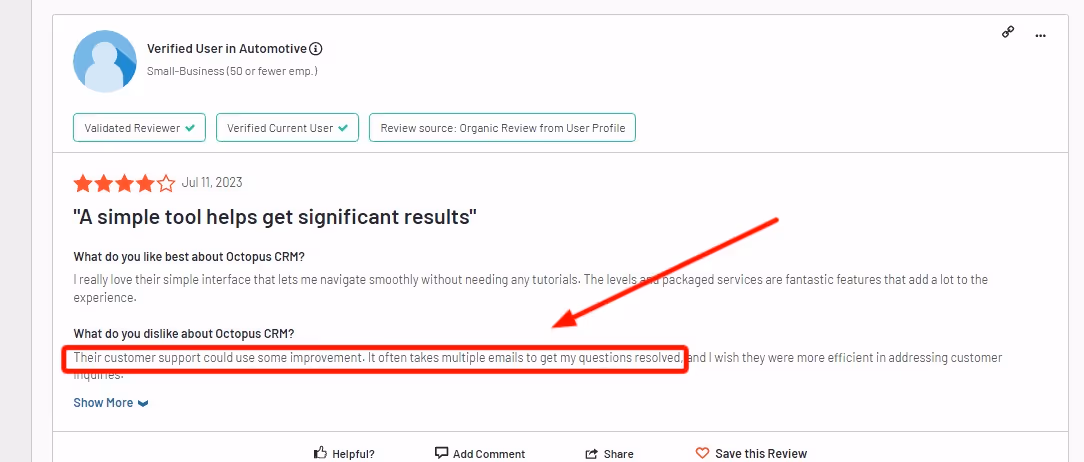 Review of Octopus CRM's poor customer service