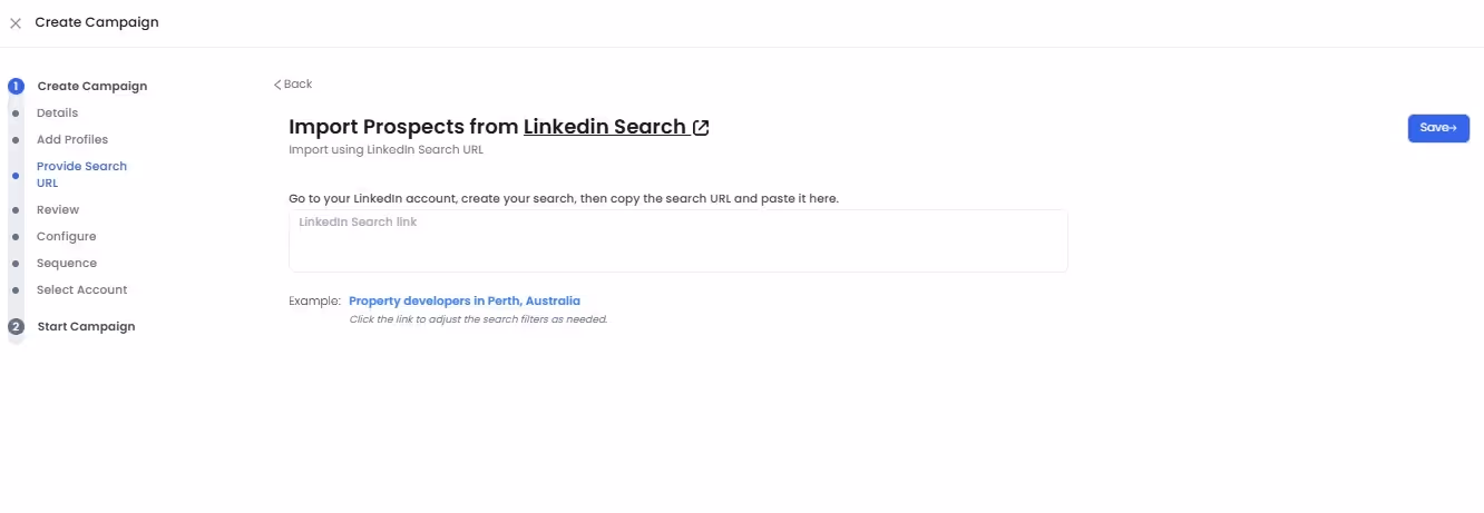 Import prospects from LinkedIn search