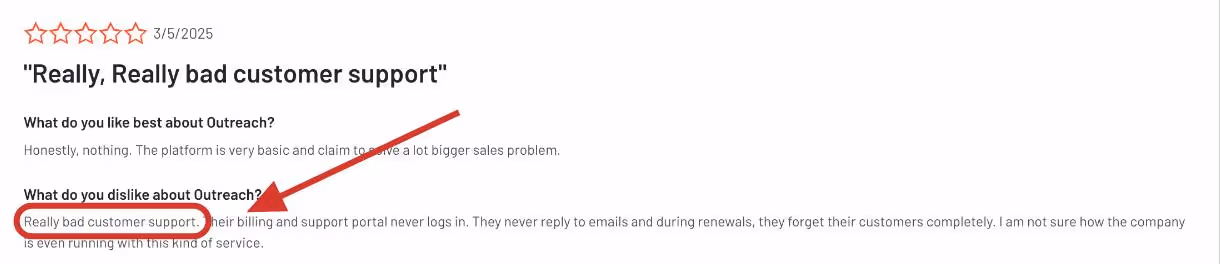 outreach review on G2