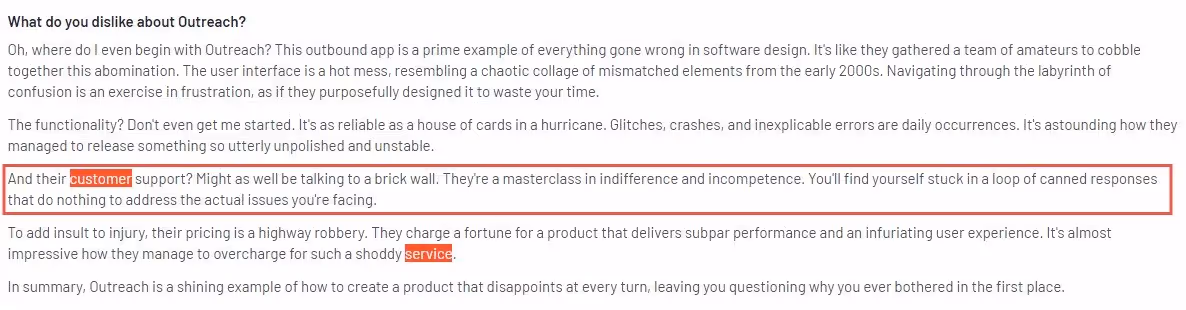 outreach review on G2