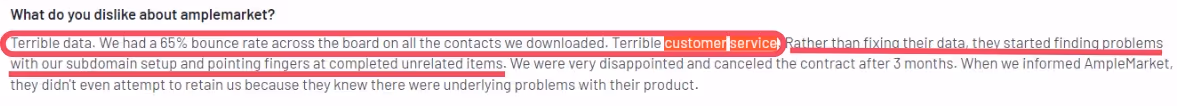 Amplemarket poor chat support review