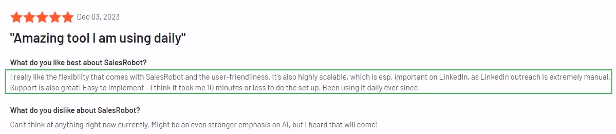 Reply.io review on g2.