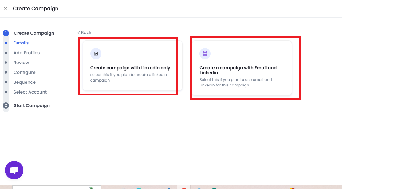 Image of creating campaign on salesrobot