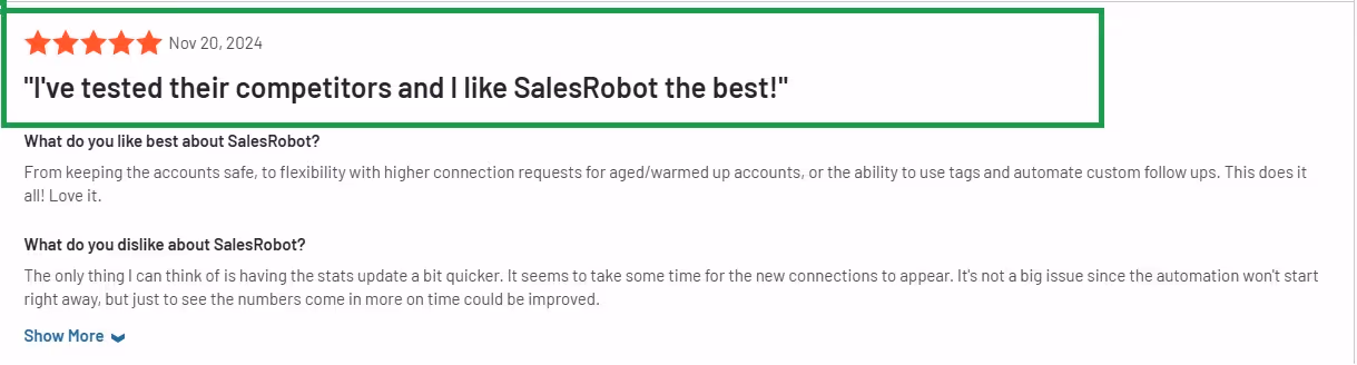 SalesRobot G2 rating image