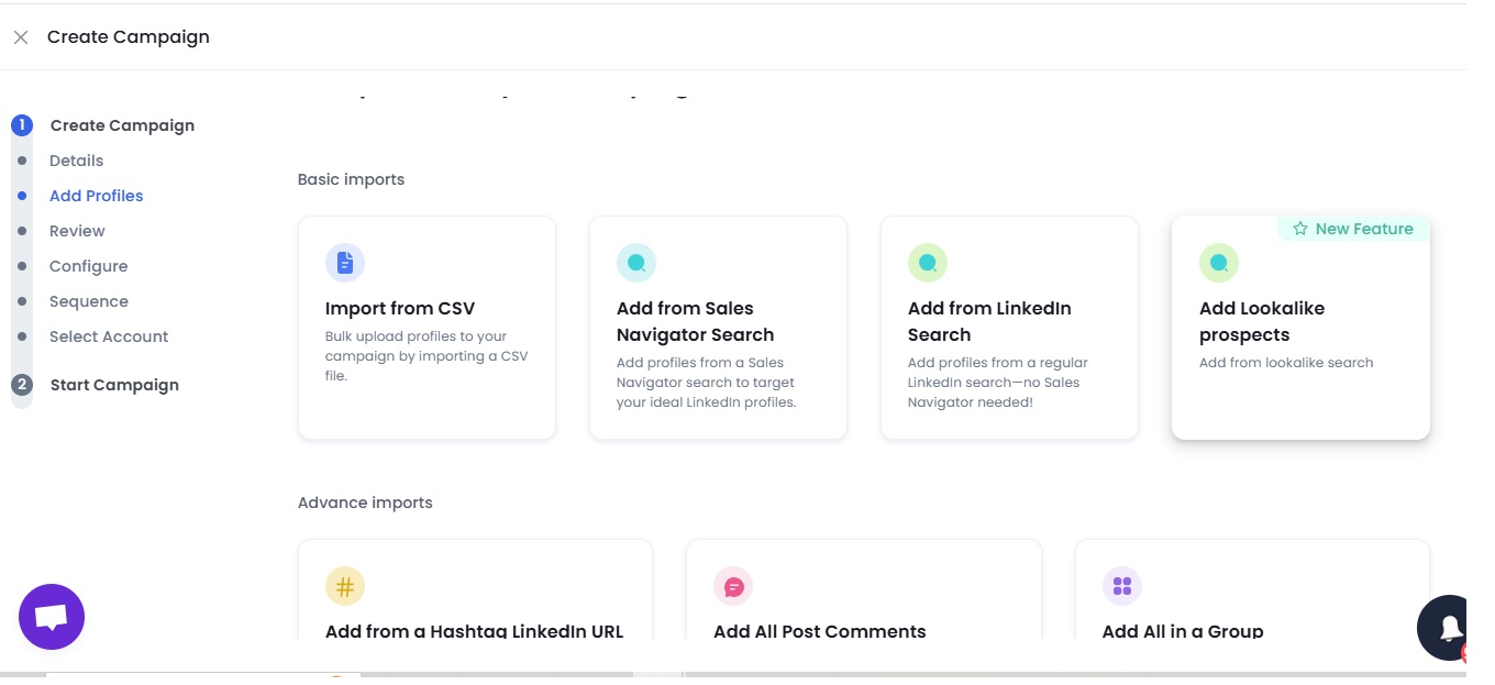 Image of Add profile option on salesrobot.