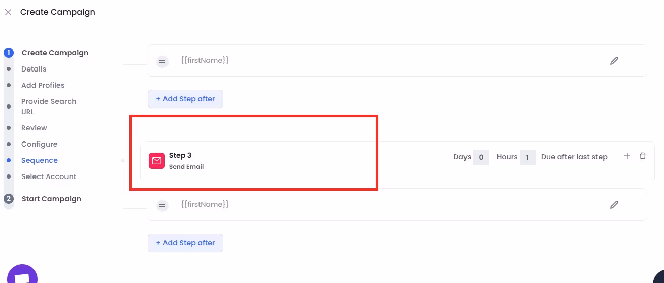 Image of option to send email in the third step