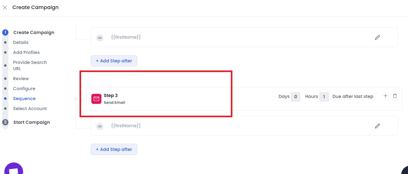 Image of option to send email in the third step