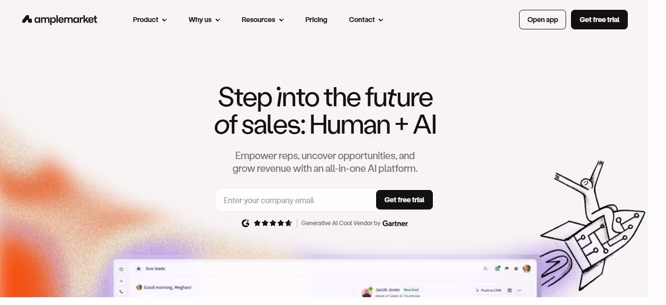 Amplemarket homepage image