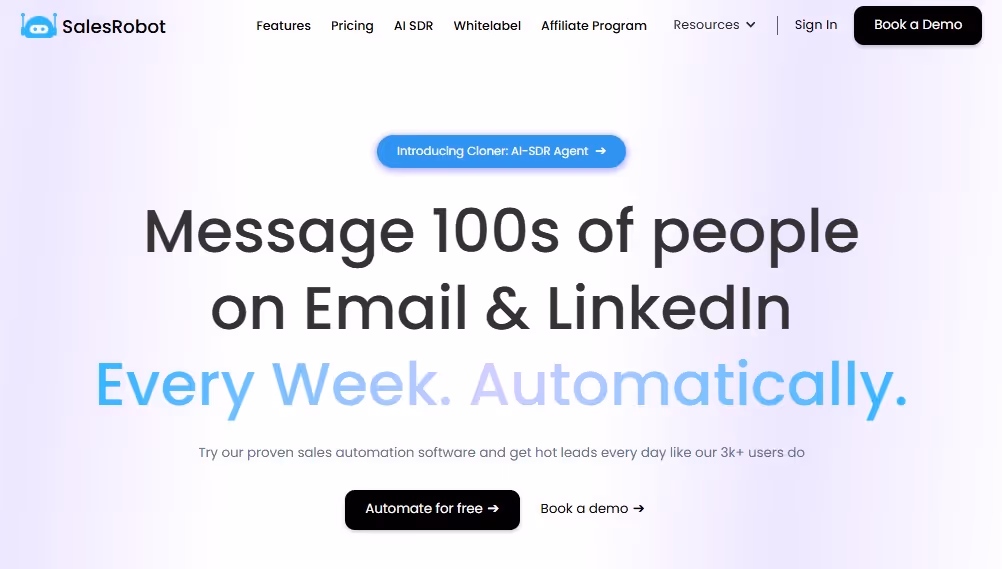 SalesRobot homepage