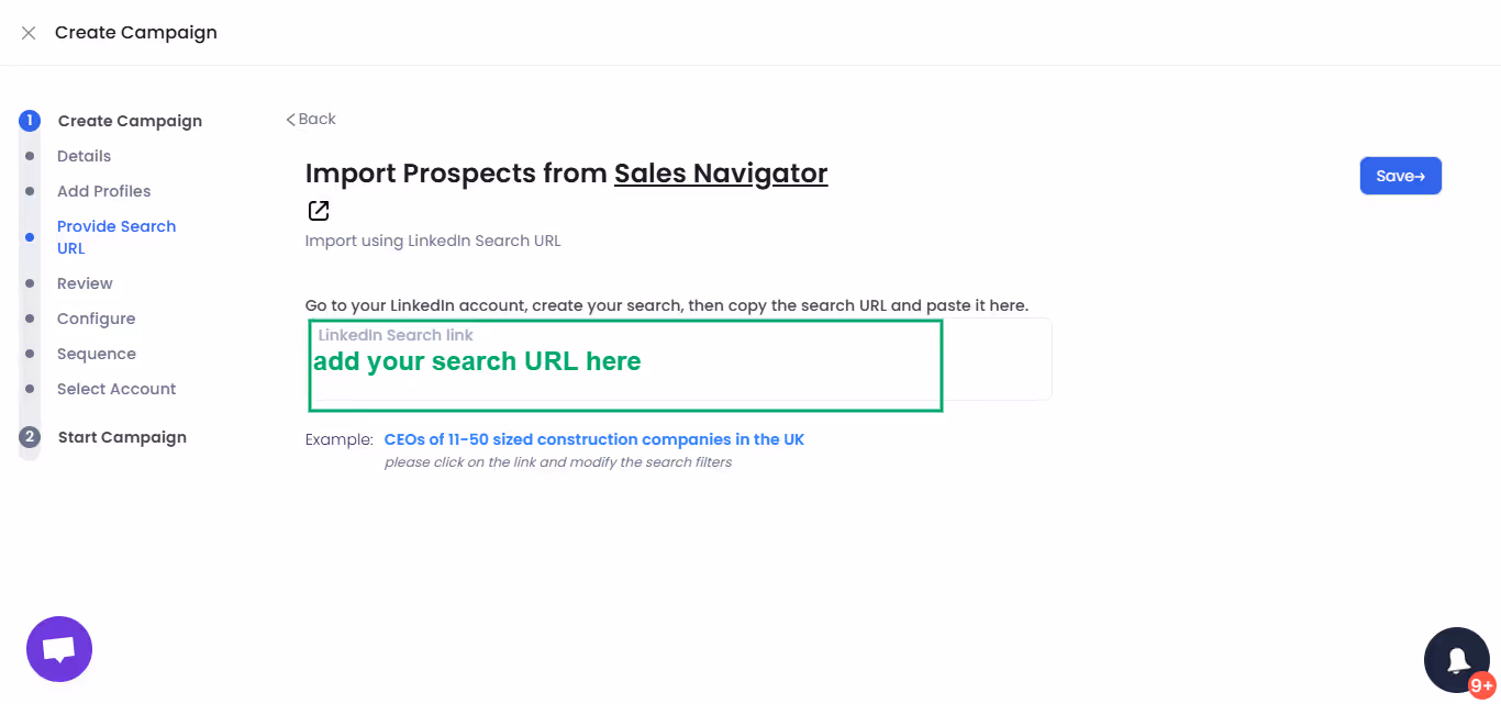 Import prospects from Sales Navigator