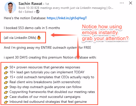 emojis making a post interesting