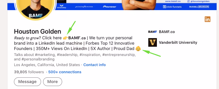 LinkedIn user added emoji to catch user's attention