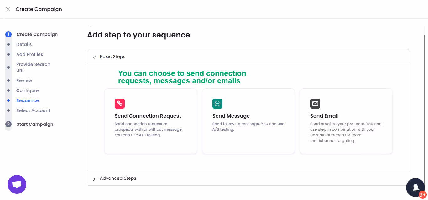 Add the required steps to your sequence.