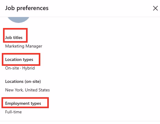Image of linkedin open to work filter