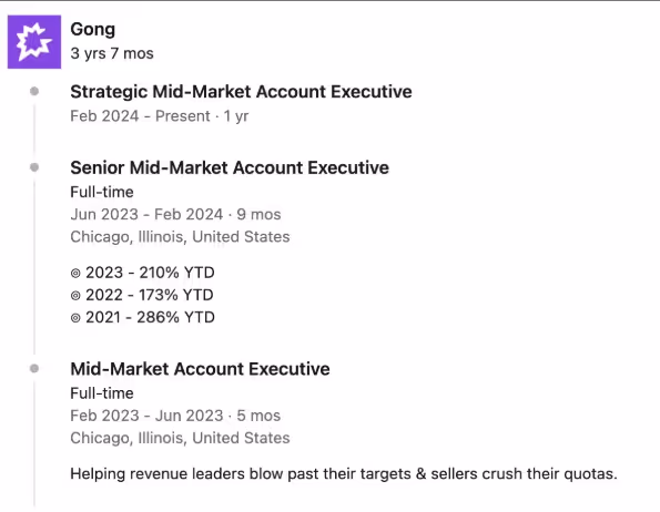 Image of achievement on linkedin