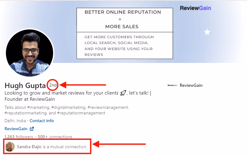 how to spot a 2nd degree connection.