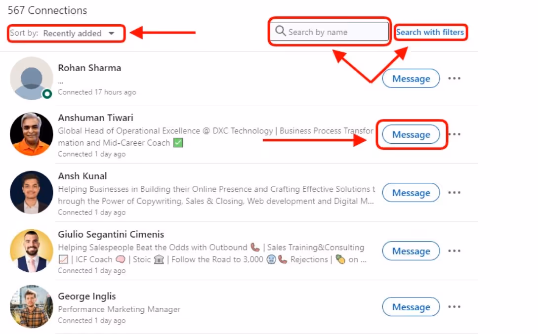  your 1st degree connections and how you can reach out to them.