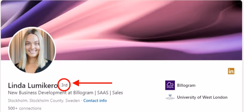 how to spot a 3rd degree connection.