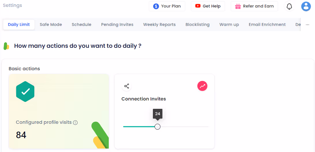 Daily automation limits in SalesRobot