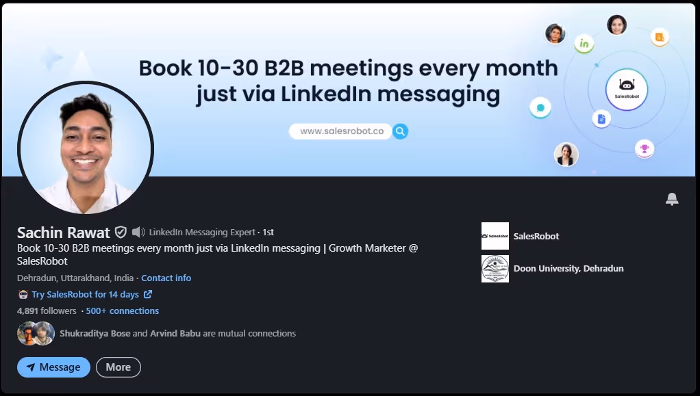 personal profile on linkedin