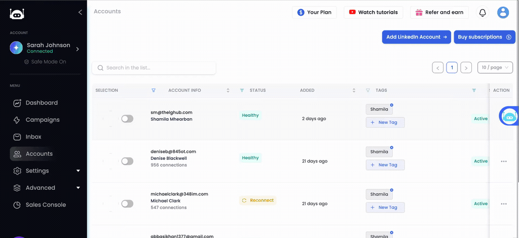 How to add LinkedIn account to Salesrobot
