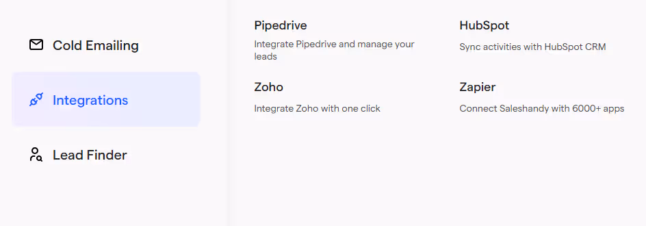 Saleshandy integrations