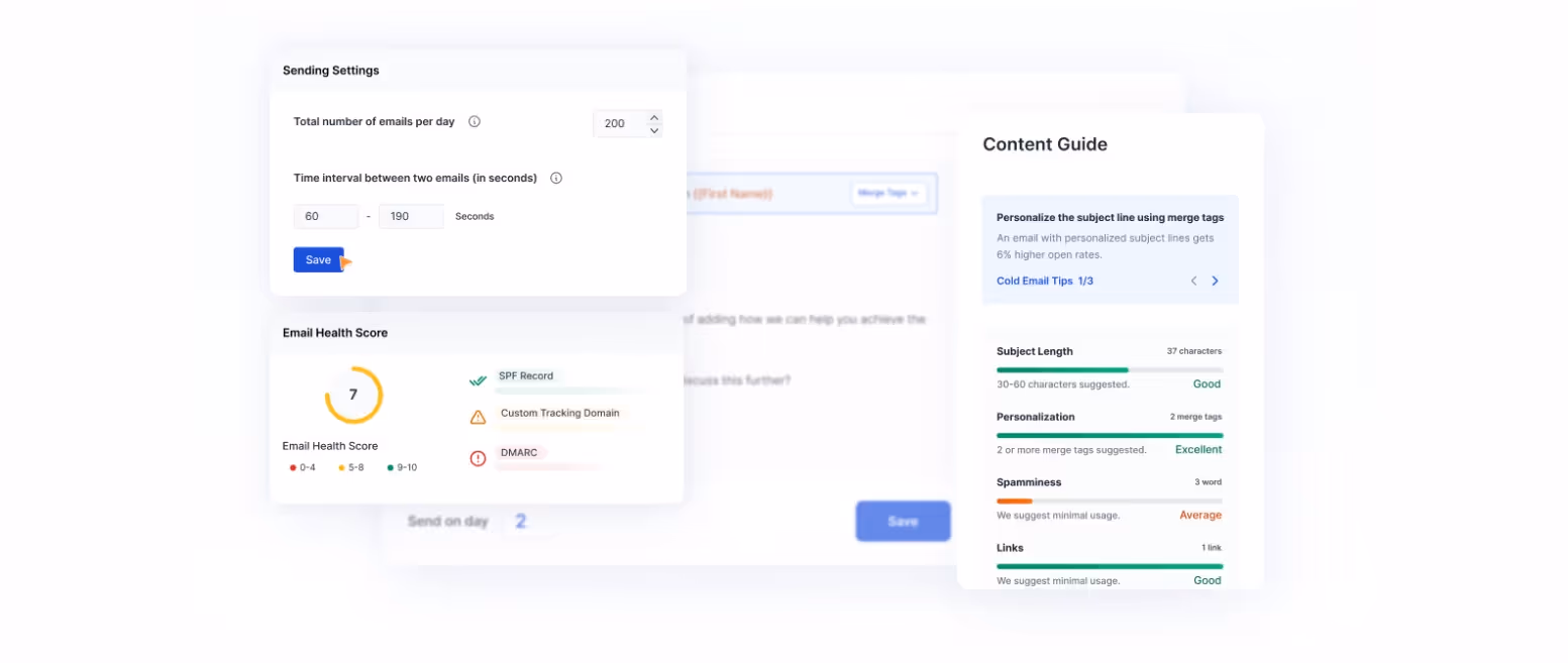 Email scoring and content guide in Saleshandy