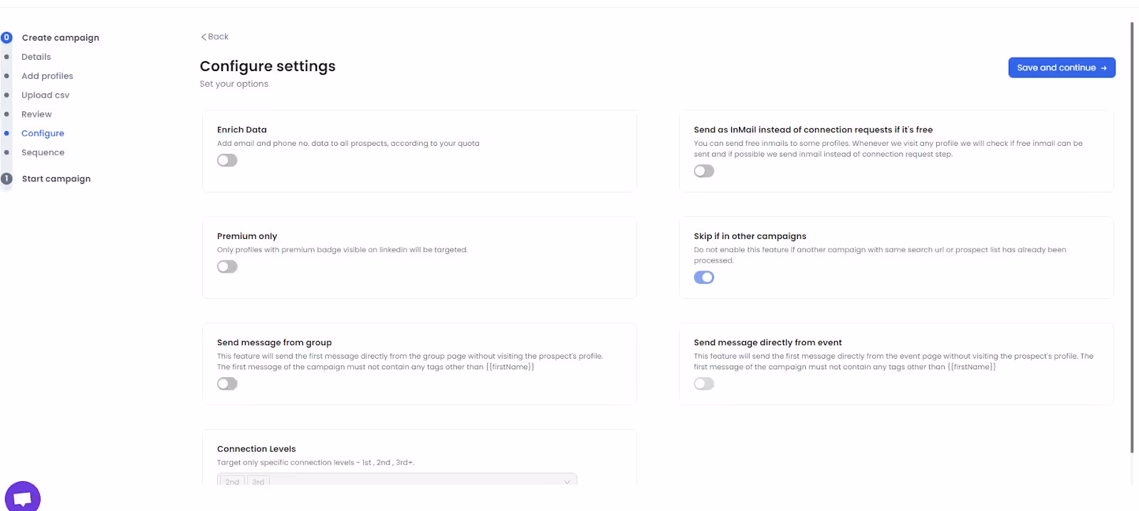 Configure settings in SalesRobot