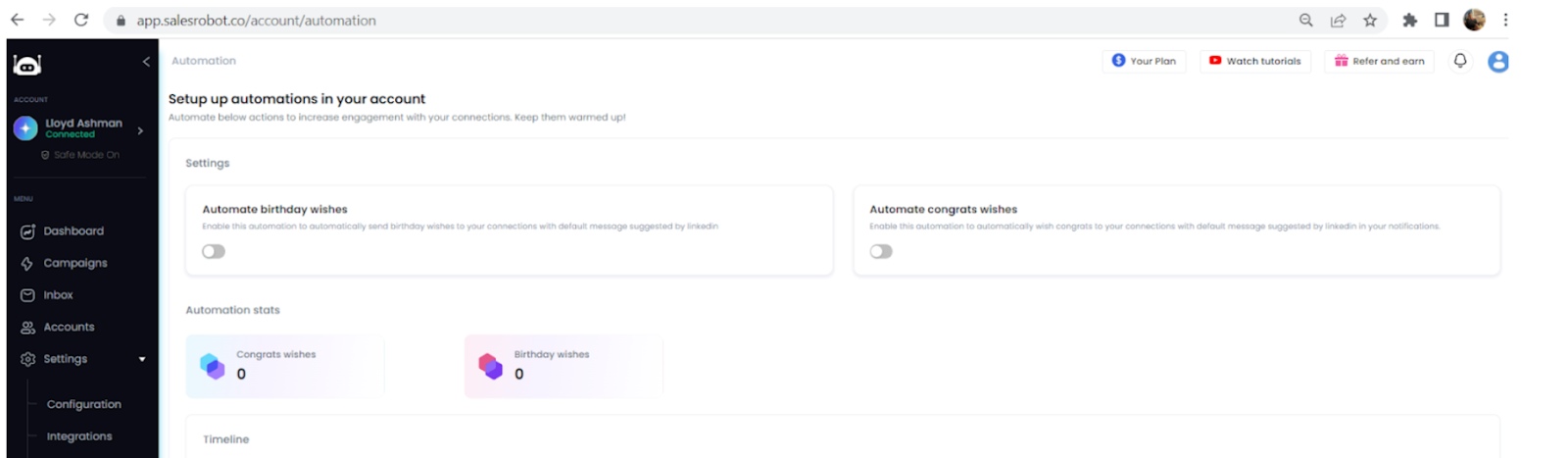 Automate birthday and congrats wishes option in SalesRobot