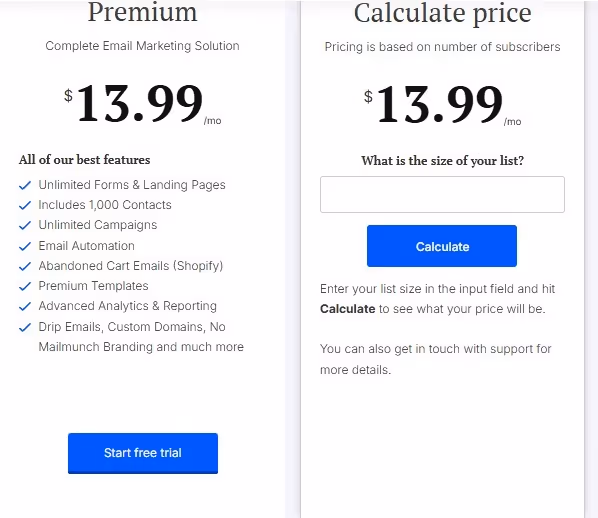 Mailmunch pricing plans