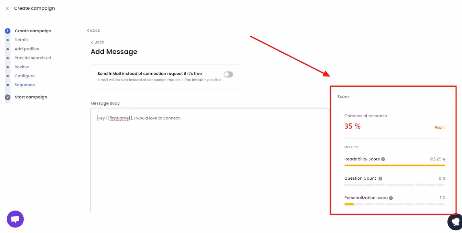 SalesRobot readability score feature